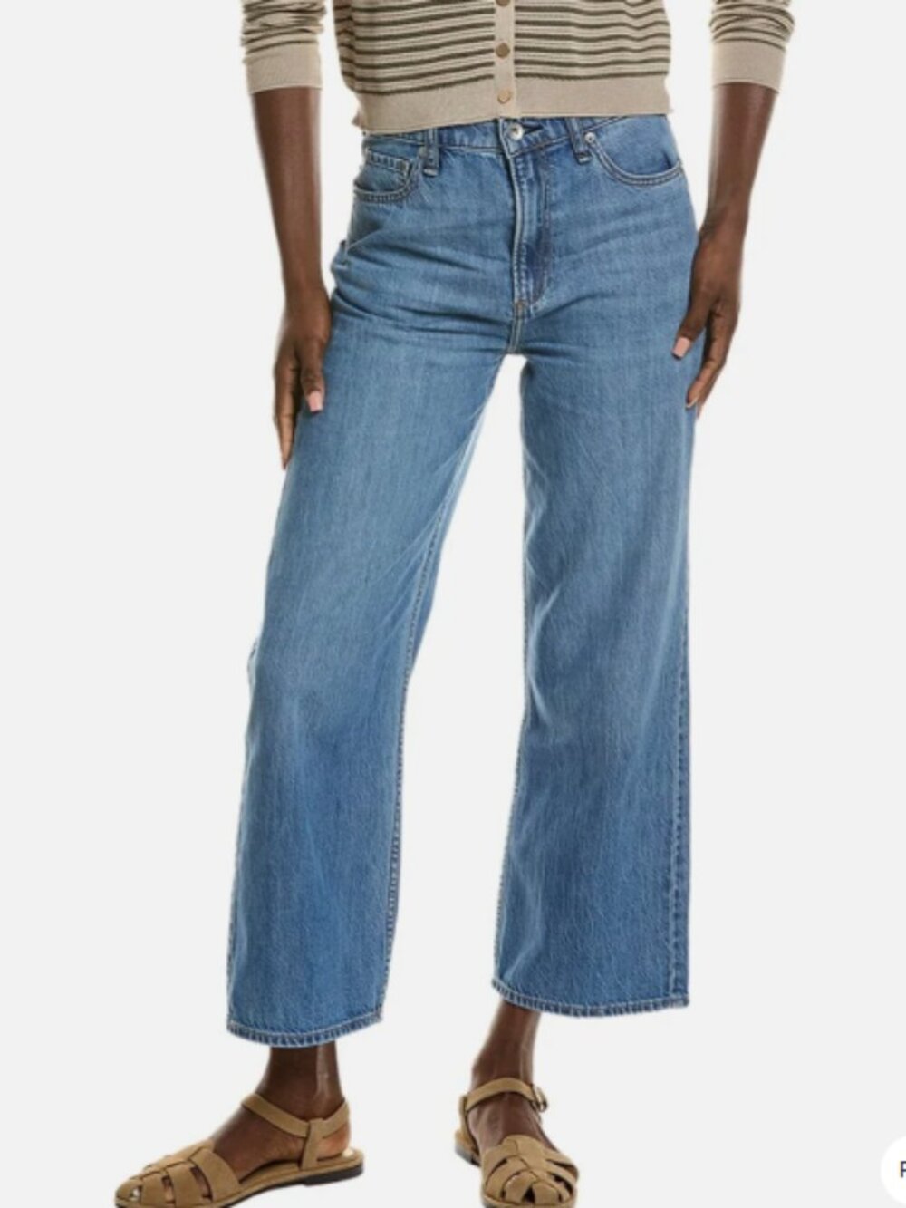 NWT Rag & Bone Lori High Rise Wide Leg Crop Jeans Woburn Medium Wash 27 - Picture 1 of 8